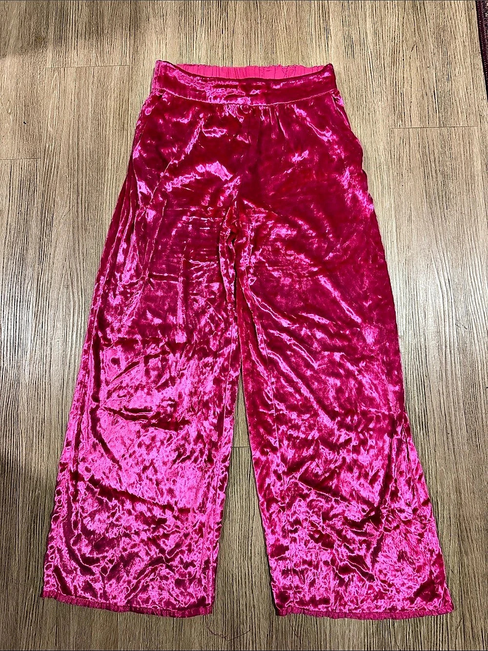 Maeve Wide Leg Velvet Pants in Pink Size Small